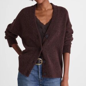 Madewell Navy Blue V-Neck Drop Shoulder Cardigan